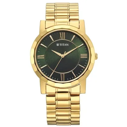 Titan Karishma Zing Quartz Analog Green Dial Stainless Steel Strap Watch For Men (1644YM05)