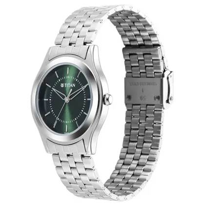 Titan Karishma Zing Quartz 1648SM01 Analog Green Dial Stainless Steel Strap Watch for Men