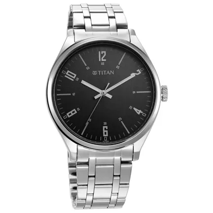Titan (1802SM10) Wrist Wit Quartz Analog Grey Dial Stainless Steel Strap Watch for Men