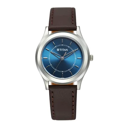 Titan Karishma Zing Quartz 1648SL01 Analog Blue Dial Leather Strap Watch for Men